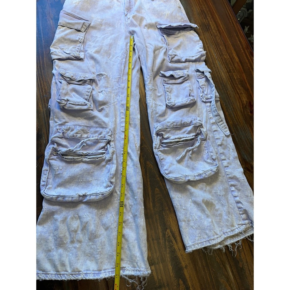 AMERICAN BAZI Lilac Purple Acid Wash Cargo Pants Streetwear Size Large‎ - Picture 5 of 14